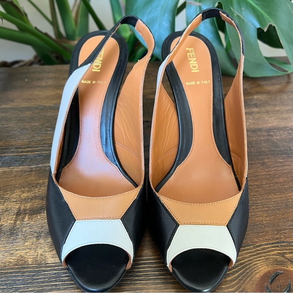 NEW!! FENDI Colorblock Slingback Heels EU 37.5 US7.5 - Picture 3 of 15